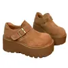 Sapatos Birkenstock-Style Vintage Versáteis de Solado Grosso Aumentadores de Altura com Cobertura Total para Mulheres, Novo Modelo Primavera 2026, Mocassins Slip-On para Pessoas Baixas