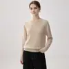 Camiseta básica de punto 100% cachemira pura para mujer, otoño e invierno, cálida, casual, versátil, cuello redondo, corte ajustado, suéter interior favorecedor