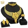 Conjunto de joias de três cores para casamento feminino de Dubai, conjunto de joias de colar, brincos, anel e pulseira, best-seller para noivas