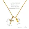 Colar Cruz de Zircônia Europeu e Americano Transfronteiriço Aço Inoxidável Colar com Pingente Duplo Luxo Leve Elegante Corrente de Clavícula Diária Atacado
