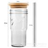 Vaso para helado de Amazon bebida fría jugo Vaso para agua de coche de doble sección vaso con pajita bambú Vaso Mason con tapa