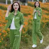 Traje Deportivo de Moda 2026 Primavera y Otoño Nuevo Elegante Chaqueta Casual Bordada con Cuello Alto y Pantalones de Pierna Ancha Conjunto de Dos Piezas