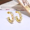 Brincos Personalizados Simples de Cobre Incrustado com Zircônia Marquise em Forma de C Brincos Joias Geométricos Redondos Ondulados Brincos Populares Femininos