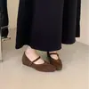 Zapatos de tacón oculto de temperamento, zapatos de vestir individuales, nuevo de Otoño 2026, de terciopelo, con hebilla única, punta cuadrada, Mary Janes