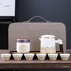 Gordura de ovelha jade portátil Qianli Jiangshan copo expresso presente de negócios conjunto de chá de viagem para acampamento ao ar livre uma panela de quatro copos