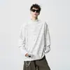 Camiseta Térmica de Polar con Tie-Dye Negro, Cuello Semi Alto para Hombres y Mujeres, Sudadera Gruesa de Invierno/Otoño, Camiseta de Manga Larga de Polar