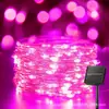 Luces de Hilo Solares LED de Cable de Cobre Transfronterizas con Luces de Decoración Impermeables para Patio, Luces de Hadas para Atmósfera de Acampada y Envoltura de Árboles