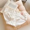 Categoría a Ropa Interior de Algodón Floral de Doble Cadena para Bebé para Mujer Dulce de Cintura Media Alta Elástica 7A Antibacteriana Calzones para Estudiante Niña
