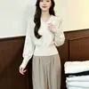 Suéter base de punto de manga larga con cuello en V y cintura cruzada para mujer, nuevo estilo otoño/invierno, elegante prenda interior, top suéter adelgazante