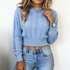 Otoño/Invierno 2026 Venta Caliente Suéter Corto de Punto Trenzado Europeo y Americano con Ajuste en la Cintura Estación Independiente Amazon Transfronterizo Ropa para Mujer