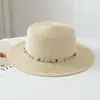 Chapéu de Palha com Laço de Renda Novo Estilo de Verão para Mulheres, Chapéu de Sol com Aba Larga, Chapéu de Praia Personalizável para Férias no Atacado