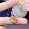 Colgante de Cristal Amarillo Natural Piedra Natural Color Natural Plata 925 Mano de Obra Fina Piedra Principal Incrustada 12*12mm