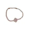 Pulseira de Flor de Trevo de Zircônia Microincrustada Feminina 2023 Novo Estilo de Verão Personalizada Leve Luxo Atmosférica Ajustável Joia de Mão