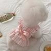 Roupas de Verão para Cães Fino Bonito Vestido Impresso Teddy Bixiong Pequeno e Médio Cão Saindo Roupas de Gato de Estimação