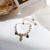 Moda Coreana Dongdaemun Pulseira Elegante de Pérolas Pulseira Fofa de Urso com Diamantes Estrela Pulseira Ajustável 906