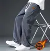 Pantalones de chándal de pana para hombre, Pantalones deportivos rectos de invierno, Pantalones largos de marca de moda con forro polar, Tela de pana