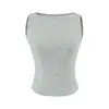 2026 Verano Color Sólido Elegante Simple Ajustado Hombros Descubiertos Top Base Estilo Americano Chica Picante Doble Capa Sin Mangas Camiseta sin Mangas para Mujer