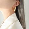 Pendientes sencillos de acero de titanio sin decoloración, de metal, con forma de U exagerada, con diseño de melocotón, joyería de moda para niñas