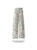 Chegada Nova Outono 2026 Base Branca Veludo Tie-Dye Xadrez Calça Longa M-5XL HK261004-P21