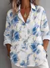 Camisa de mujer de estampado marmoleado europeo y americano transfronterizo, con cuello, adelgazante, ligera, resistente a las arrugas y favorecedora