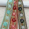 4,5CM Renda de Organza com Bordado Pesado e Pedraria para Roupas Estilo Étnico Artesanal DIY Hanfu Acessórios de Decoração para Trajes Formais