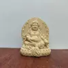 Caixa de Cor Primária Natural Esculpida em Buxo Estátua de Buda do Tibete, Personagem Amarelo do Deus da Riqueza, Ornamento de Madeira Sólida, Artesanato Guardião Tântrico para Casa