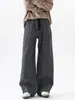 Calça pantalona xadrez retrô para mulheres, nova coleção de outono, cintura alta, modelagem solta, perna reta, calça longa casual, estilo de rua americano, comprimento total