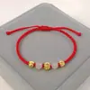 Pulsera Ojo de Gato de Nicho Cuerda Roja Este Año Cuentas Doradas de la Suerte Pulsera Tejida a Mano para Novia Pareja Joyería