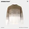 Suéter Pulóver de Cuello Redondo Estilo Perezoso para Hombre Zoewatson 2026 Nuevo Felpa Color Degradado Tejido Cálido