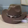 Chapéus de Cowboy Ocidentais com Aba Enrolada, Vendas Populares Transfronteiriças no Outono e Inverno, Chapéus de Feltro de Lã para Homens e Mulheres, Chapéus Jazz Estilosos com Aba Curva
