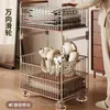 Carrito de bocadillos de pie, móvil, de doble capa para el baño, hecho de hierro forjado, para guardar detergente para ropa y ropa sucia