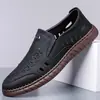 Novas Sandálias Masculinas para o Verão 2026, Sapatos Vazados Respiráveis Perfurados com Solado de Borracha, Sapatos Casuais de Couro, Sapatos Artesanais