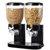 Dispensador de Cereais Grãos de Café da Manhã com Balde Duplo de 2L Máquina de Cereais com Três Baldes Pote de Armazenamento à Prova de Umidade para Lanches de Aveia na Cozinha