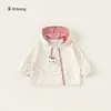 Roupa Infantil Bangxuan Vento de Outono à Prova D'água para Exterior Cardigã de Menina Moletom de Bolinhas Top Infantil Jaqueta com Capuz para Meninas