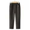 Calça Reta Fashion da Vovó, Calça da Mamãe, Com Veludo, Estilo Engrossado, Novidades Outono/Inverno 2026, Calça Longa Grossa de Cor Sólida para Mulheres de Meia-idade e Idosas