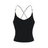 Top Sexy de Miçangas com Costas Cruzadas para Menina Quente Primavera/Verão 2026 Slim Fit com Ajuste na Cintura Sem Mangas