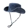 Chapéu de Jeans Lavável para Atividades ao Ar Livre, Caminhada, Acampamento, Pesca, Proteção Solar, Chapéu Bucket com Aba Larga para Mulheres, Chapéu de Pesca para Homens