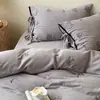¡Hilo arrugado súper suave! Juego de Cama Corazón Girly de Cuatro Piezas 100% Algodón Puro Hilo de Doble Capa Sábanas y Fundas de Edredón Juego de 4 Piezas
