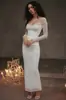 Transfronteiriço Europeu e Americano 2025 Primavera Novo Vestido Longo Justo com Fenda e Costas Abertas Estilo Suspensor de Manga Comprida para Mulheres Atacado