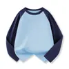 Camiseta Raglan Manga Longa Infantil de Marca de Moda Atacado Algodão Meninos Combinação de Cores Top Novo Zhongda Meninas Camisa Básica Lisa