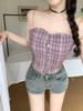 2024 Nova Camisola Tomara-que-caia Estilo Francês Inspirada em Chanel com Corrente e Bojo para Senhoras