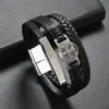 Nova Moda Masculina Pulseira Multicamadas Simples Couro Liga Acessórios Joia de Mão Europeia e Americana Aço Inoxidável Fivela Magnética Pulseira