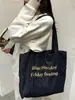 57262 Estilo Coreano Ins Letra Bordada Jeans Moda Bolsa de Lona Bolsa de Ombro para o Trabalho Bolsa Tote de Mão