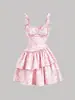 Vestido fada emagrecedor estilo resort puramente desejável para mulheres baixinhas, vestido camisola feminina francesa floral com decote quadrado e acinturado