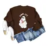 Amazon Ebay Sitio Independiente Lindo y Divertido de Moda Fantasma Boo Jee Dama Otoño e Invierno Sudadera de Manga Larga Cuello Redondo