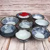 Bol de Arroz Coreano Japonés Bol de Sopa Restaurante de Sushi Izakaya Patrón de Olas Azul Bol para Snacks Estilo Japonés Vajilla de Cerámica