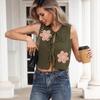 Chaleco para Mujer, Top Corto Casual Sexy de Tirantes con Lazo, Cárdigan de Encaje Bordado con Cordones