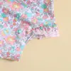 Traje de baño de una pieza para niñas estilo Iins transfronterizo con estampado floral, espalda cruzada con doble lazo, espalda muy descubierta y ribete de encaje