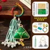 Festival del Bote del Dragón Estilo Chino Brocado Song DIY Colgante de Aleación para Zongzi Llavero con Borla Hecho a Mano Accesorio Portátil para Coche