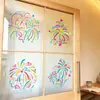 Año Nuevo 2027 Arte Lineal Colorido Centro Comercial Ventana Pegatinas Estáticas para Vidrio Puerta Tienda Fuegos Artificiales Decoraciones de Ventana Arreglo de Escena